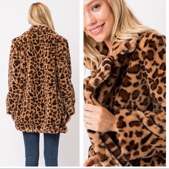 Vegan Fur Leopard Print Jacket - Picture 6 of 7
